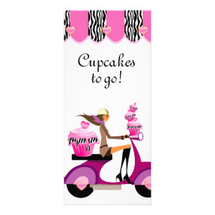 Bakery Cupcake Scooter Pink Zebra Werbekarte