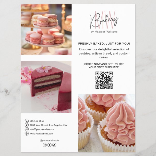 Bakery Custom Monogram Logo QR Flyer (Vorne)