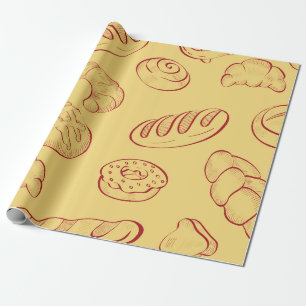 Bakery, Halbmond, Food vintage seamless pattern Geschenkpapier