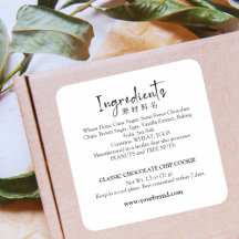 Bakery Ingredients Label Einfache Elegante Schrift