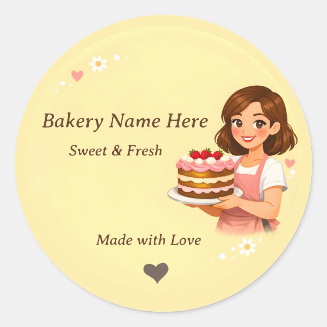Bakery logo Sticker - Custom Pastry Chef design  (Vorderseite)