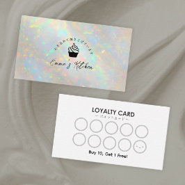 Bakery Loyalty Card Holographic White Opal Cupcake Visitenkarte