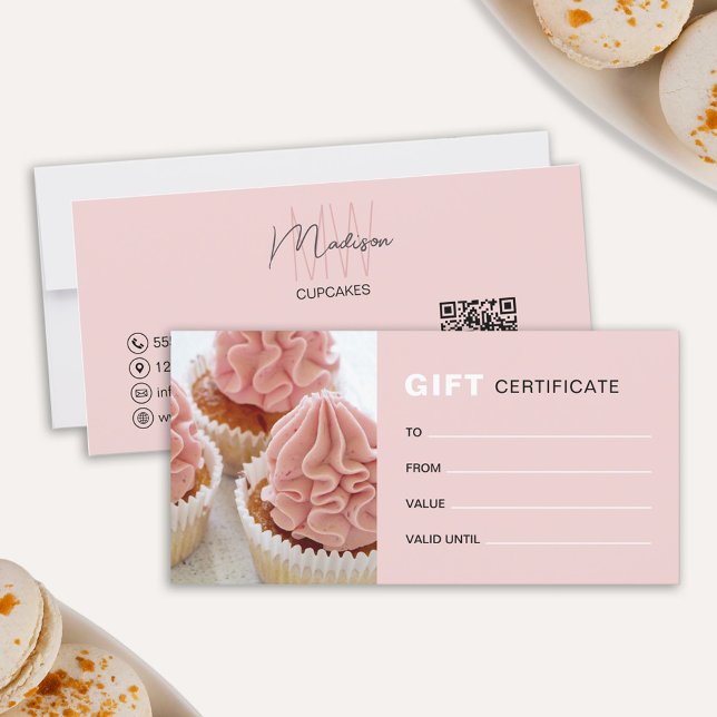 Bakery Monogram Foto QR Geschenkgutschein (Bakery Monogram Photo QR Business Gift Certificate
)