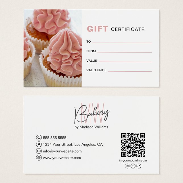 Bakery Monogram Logo Business Gift Certificate (Vorne & Hinten)