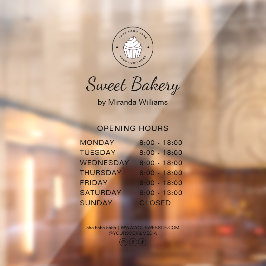 Bakery Opening Hours Custom Logo Business Fensteraufkleber
