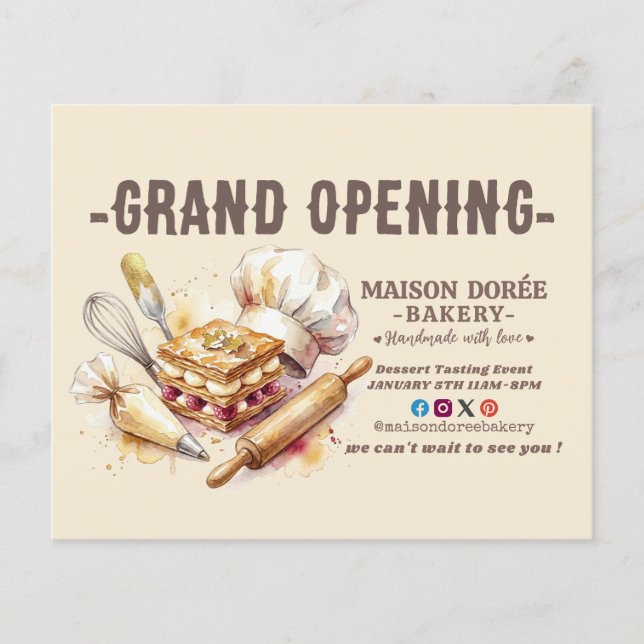 Bakery Pastry Chef Baking Catering Grand Opening Flyer (Vorne)