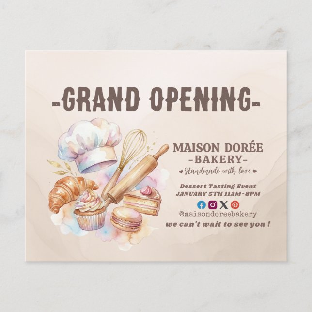Bakery Pastry Chef Baking Catering Grand Opening Flyer (Vorne)