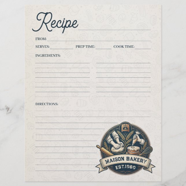 Bakery Pastry Chef Baking Recipe Page Cookbook Flyer (Vorne)