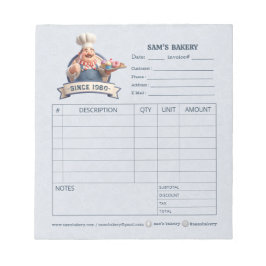 Bakery Pastry Chef Invoice Sale Order Form Receipt Notizblock