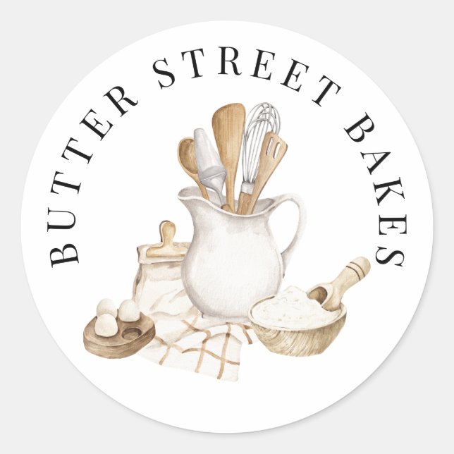 Bakery Pastry Chef Utensils Product Labels Runder Aufkleber (Vorderseite)