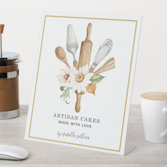 Bakery Pastry Chef Watercolor Baking Utensil Tools Sockelschild (In Situ)