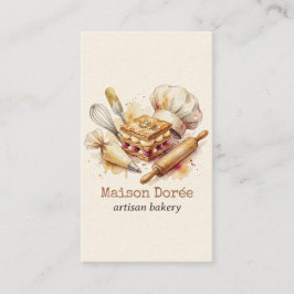 Bakery Pastry Chef Watercolor Gold Baking Catering Visitenkarte