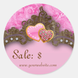 Bakery Sale Price Markierung Vintag Damask Pink Co Runder Aufkleber