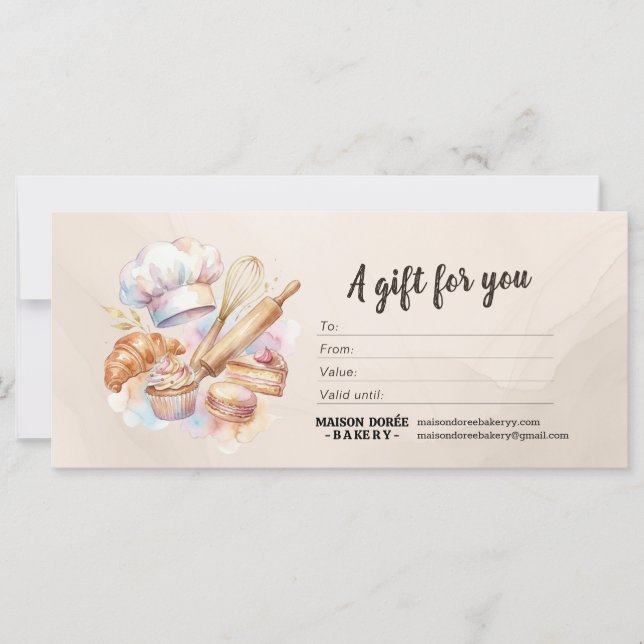 Bakery Store Pastry Chef Baker Gift Certificate (Vorderseite)