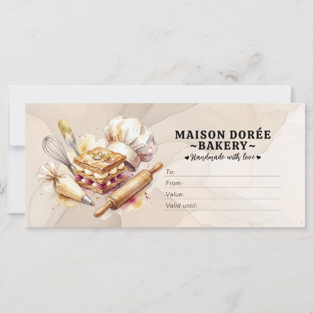 Bakery Store Pastry Chef Baker Gift Certificate (Vorderseite)