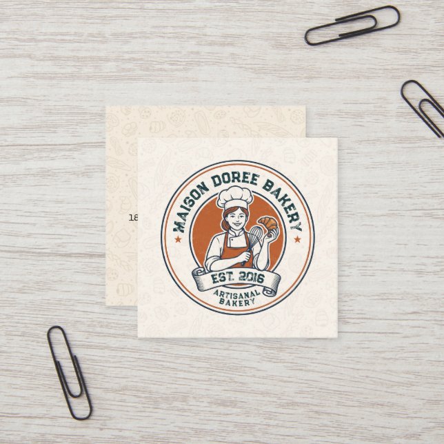 Bakery Store Pastry Chef Dessert Sweets Cake Baker Quadratische Visitenkarte (Vorderseite/Rückseite Beispiel)