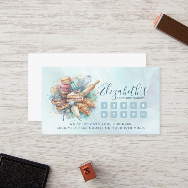 Bakery Store Pastry Chef Dessert Sweets Cake Baker Treuekarte (Vorderseite/Rückseite Beispiel)