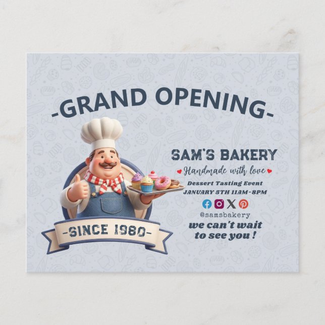 Bakery Store Pastry Chef Desserts Grand Opening Flyer (Vorne)