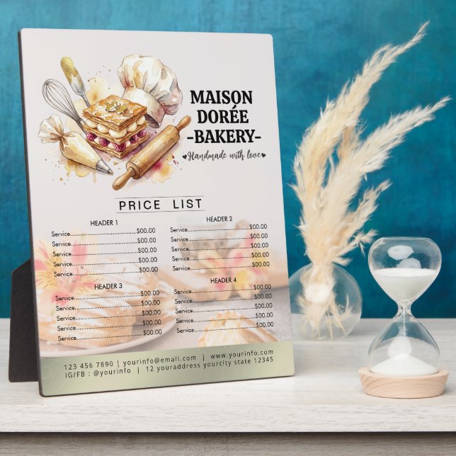 Bakery Store Pastry Chef Desserts Menu Price List Fotoplatte (Seite)