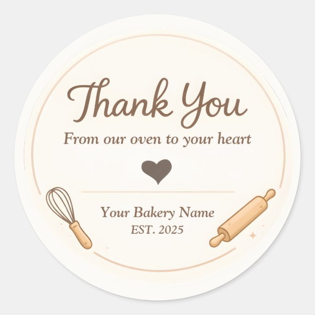 Bakery Thank You Sticker - Custom Creamy Design (Vorderseite)