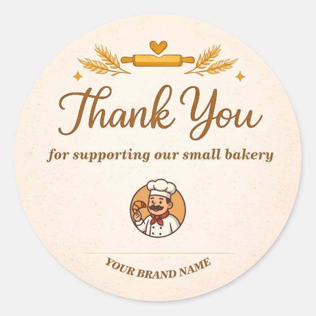 Bakery Thank You Sticker - Custom Rustic Design (Vorderseite)
