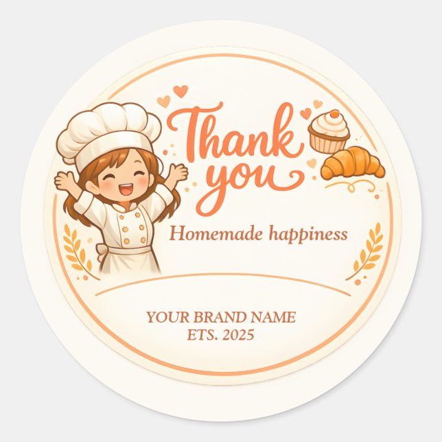 Bakery Thank You Sticker - Cute Girl Baker Design  (Vorderseite)
