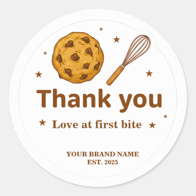 Bakery Thank You Stickers Cookie and Whisk Design (Vorderseite)