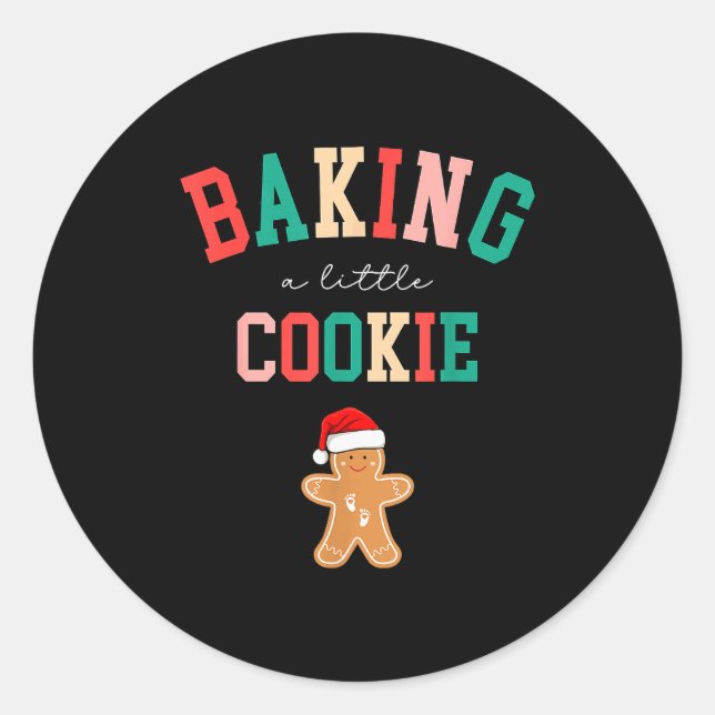 Baking A Little Cookie Cute Christmas Pregnancy An Runder Aufkleber (Vorderseite)
