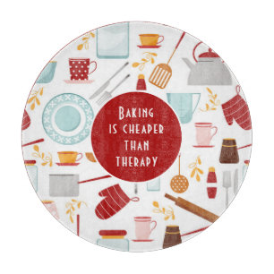 Baking billiger als Therapie Funny Kitchen Red Schneidebrett