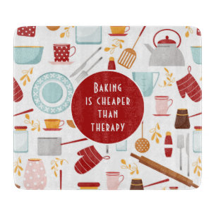 Baking billiger als Therapie Funny Kitchen Red Schneidebrett