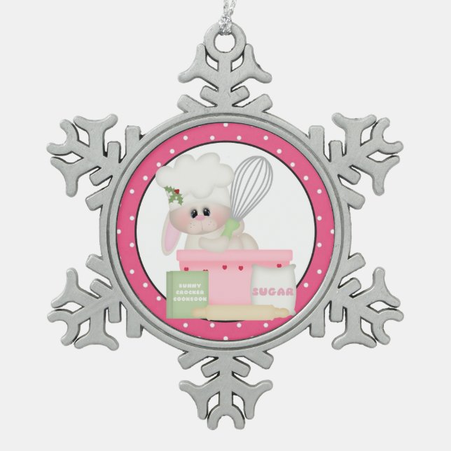 Baking Bunny Christmas pewter snowflake ornament (Vorderseite)