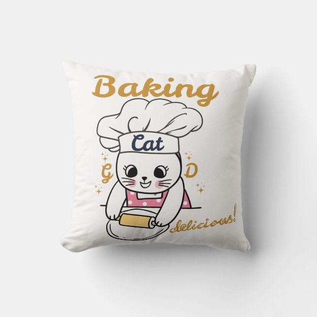Baking Cat-DELICIOUS gutes Design - Niedliches Kat Kissen (Vorderseite)