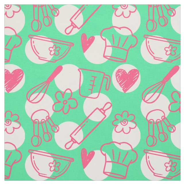 Baking-Doodle auf Punkten - Rosa & Grün Stoff (Muster)