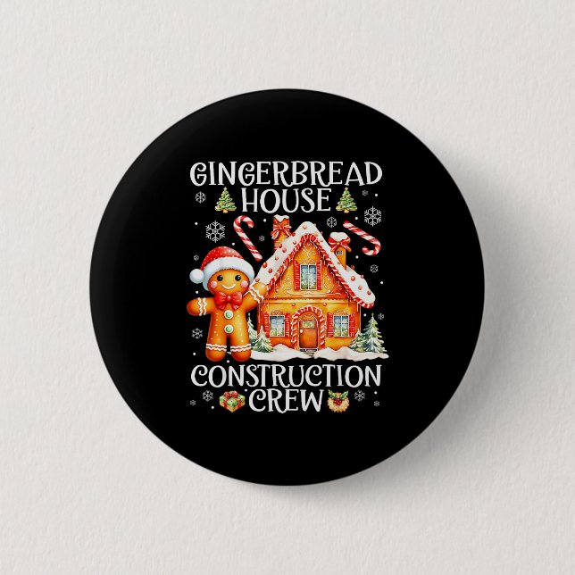 Baking Gingerbread House Construction Crew Christm Button (Vorderseite)