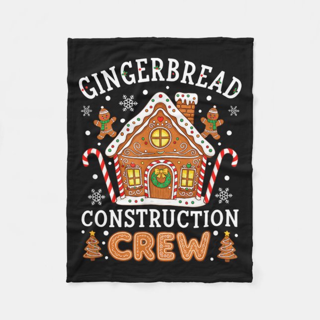 Baking Gingerbread House Construction Crew Christm Fleecedecke (Vorderseite)