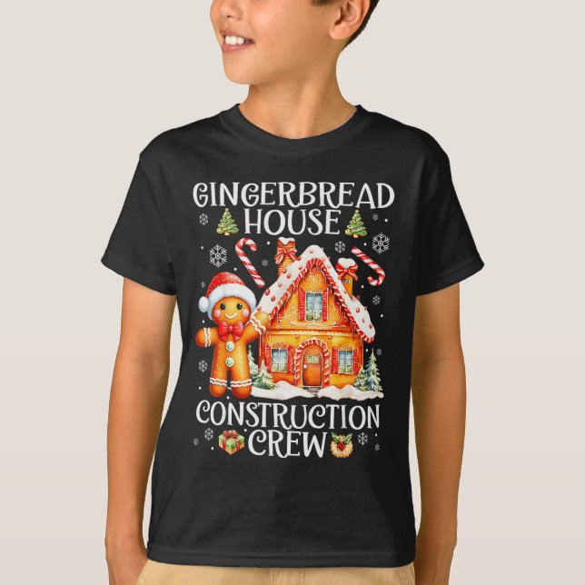 Baking Gingerbread House Construction Crew Christm T-Shirt (Vorderseite)