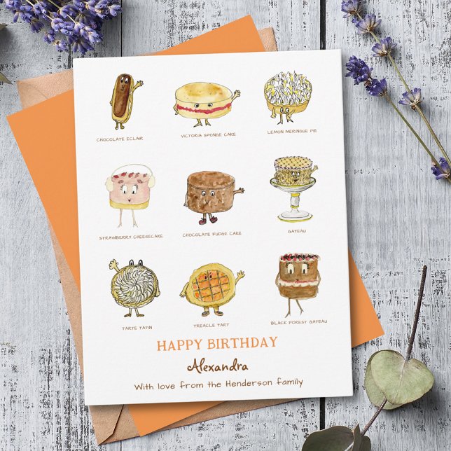 Baking Happy Geburtstag niedlichen Kuchen Illustra (Funny cake cartoon baking happy birthday personalized greetings card)