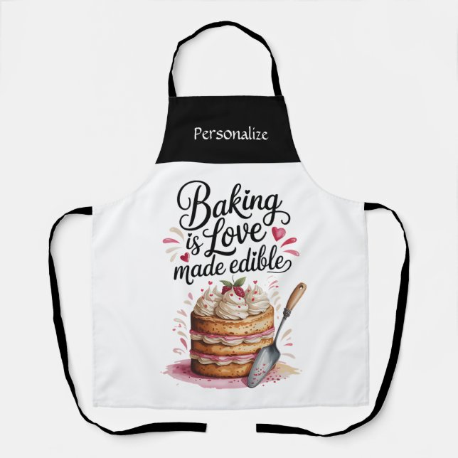 Baking Is Love Quote Kitchen Baker Personalized Schürze (Vorderseite)