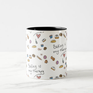 Baking Is My Therapy, Illustration Mug Zweifarbige Tasse