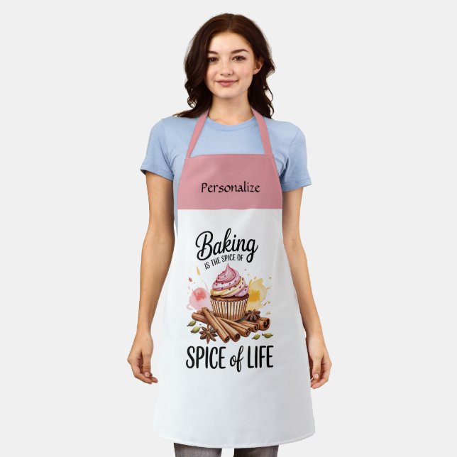 Baking is the Spice of Life Quote Personalize Gift Schürze (Getragen)