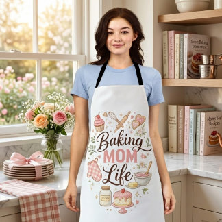 Baking Mom Life All-Over Print Apron - Cute Pastel Schürze
