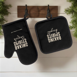 “Baking Spirits Bright Black Christmas Ofenhandschuh & Topflappen-Set