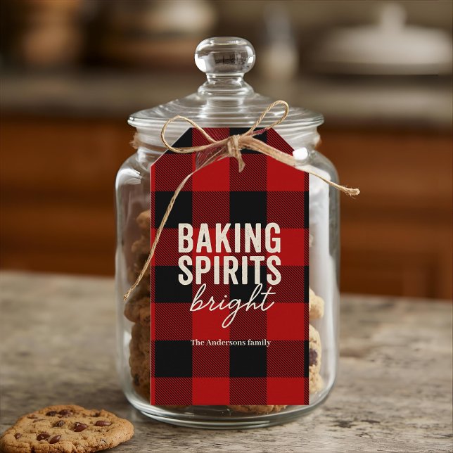 Baking Spirits Bright Buffalo Plaid Christmas Geschenkanhänger (Von Creator hochgeladen)