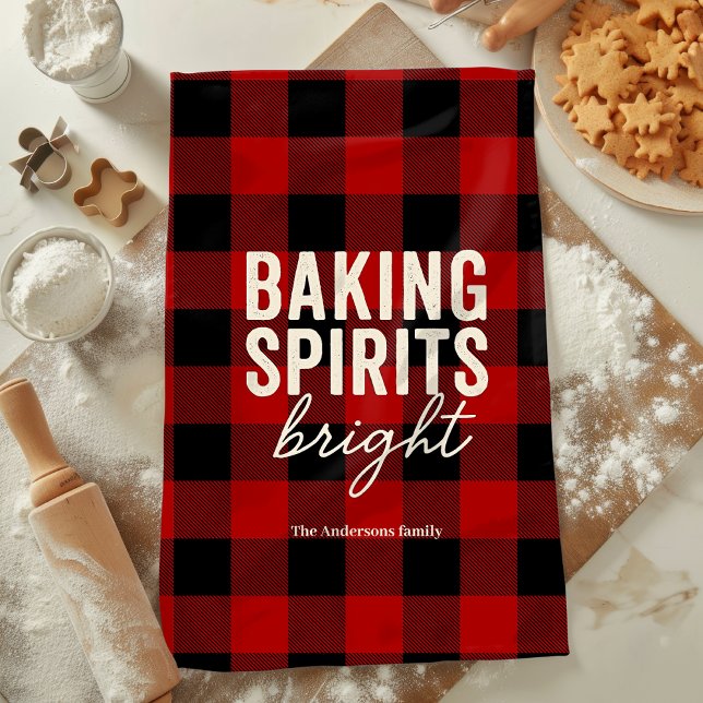 Baking Spirits Bright Buffalo Plaid Christmas Geschirrtuch (Von Creator hochgeladen)