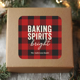 Baking Spirits Bright Buffalo Plaid Christmas Quadratischer Aufkleber