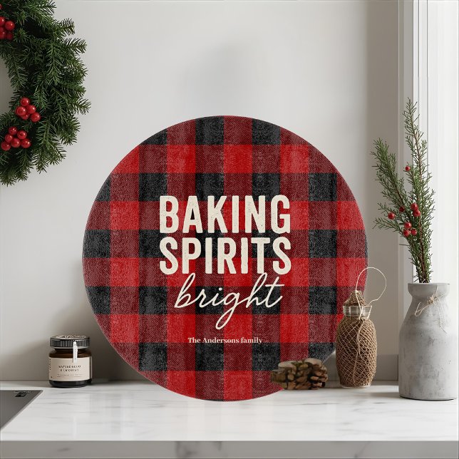 Baking Spirits Bright Buffalo Plaid Christmas Schneidebrett (Von Creator hochgeladen)