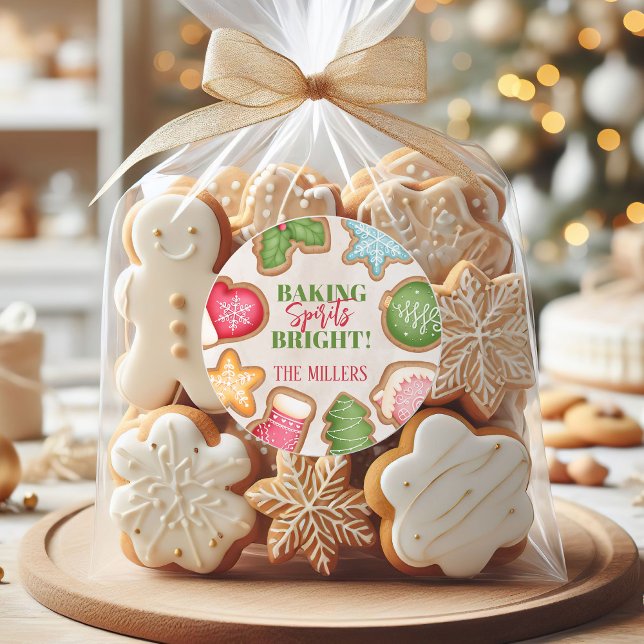 Baking Spirits Bright Christmas Cookie Runder Aufkleber (Baking Spirits Bright Christmas Cookie Classic Round Sticker)