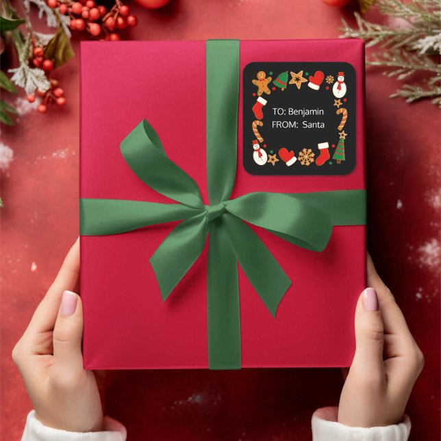 Baking Spirits Bright Custom Christmas Geschenk Ta Quadratischer Aufkleber (Von Creator hochgeladen)