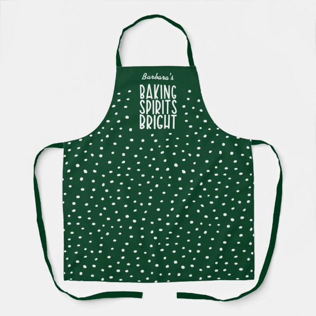 Baking Spirits Bright Funny Green Polka Dot Schürze (Vorderseite)