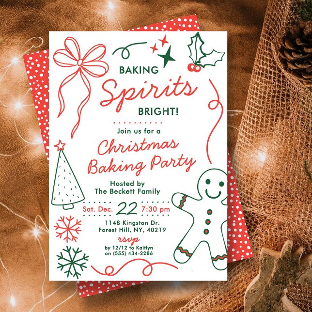 Baking Spirits Bright | Holiday Cookie Swap Party Einladung (Von Creator hochgeladen)
